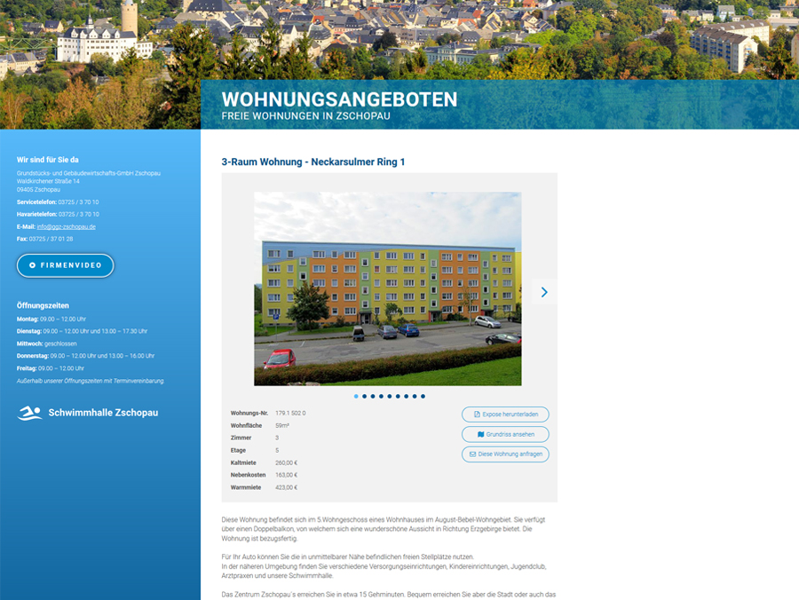 GGZ Webseite Wohnungen