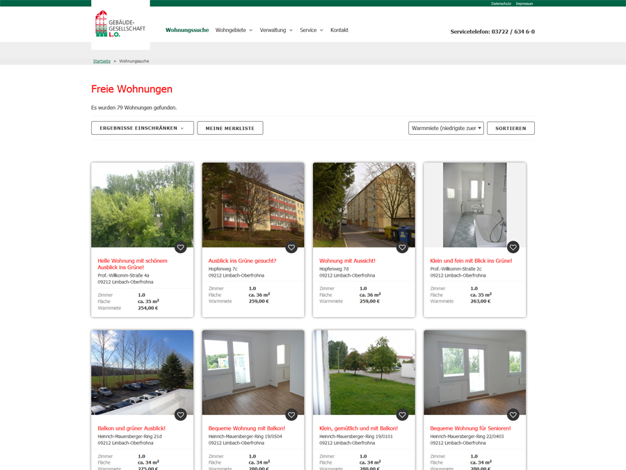 Webseite Gebäudegesellschaft Limbach