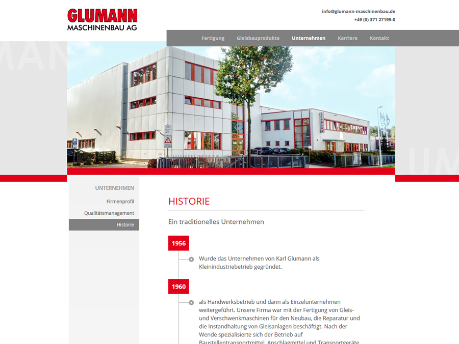 Glumann Maschinenbau Webseite