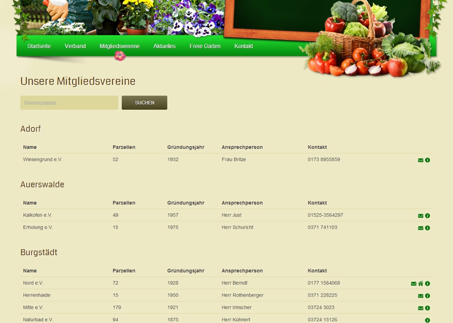 Gartenverband Webseite