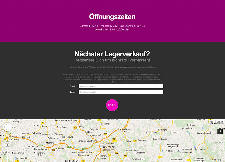 Webseite Lagerverkauf