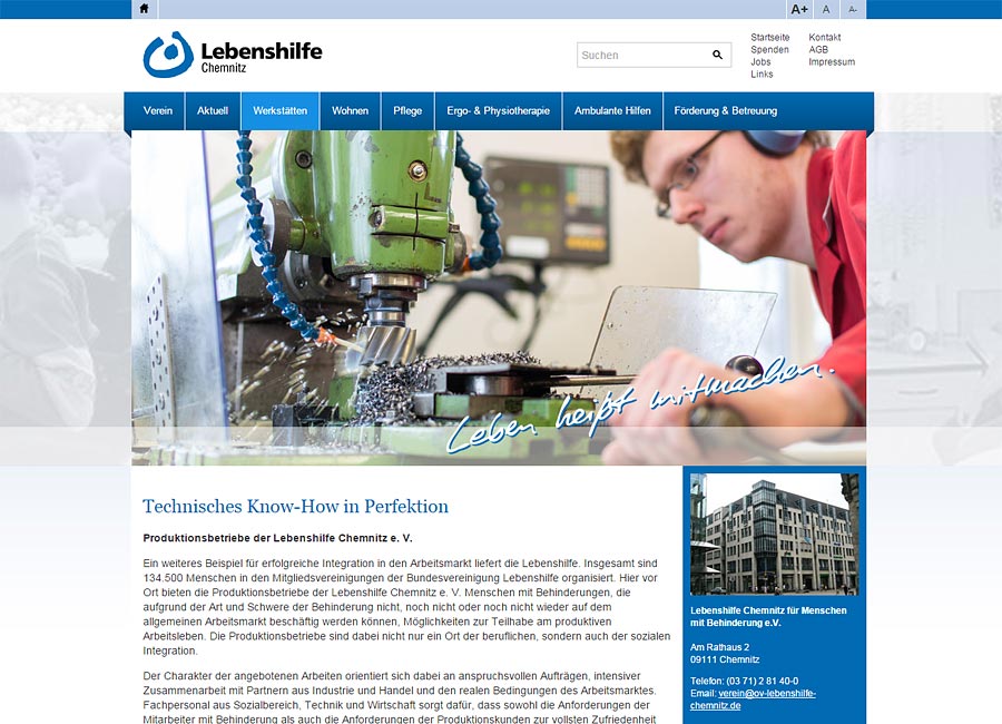 Webseite Lebenshilfe Chemnitz