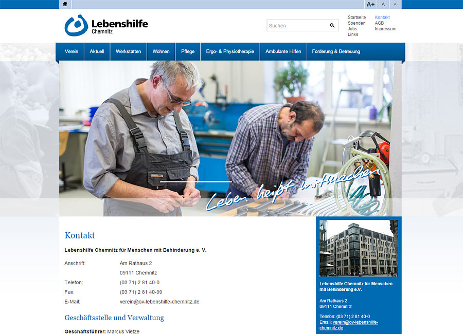 Webseite Lebenshilfe Chemnitz