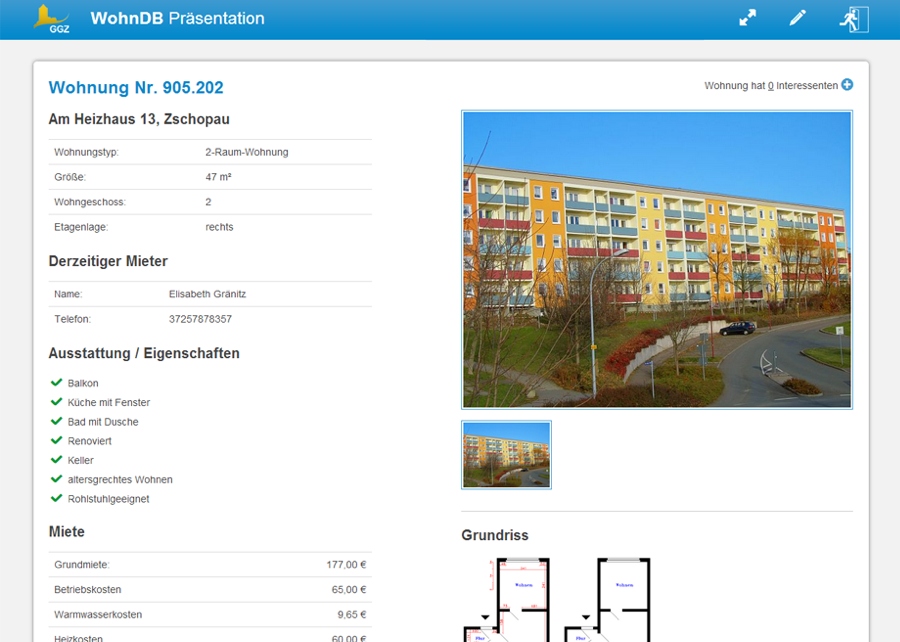 Wohnungsdatenbank Webdesign