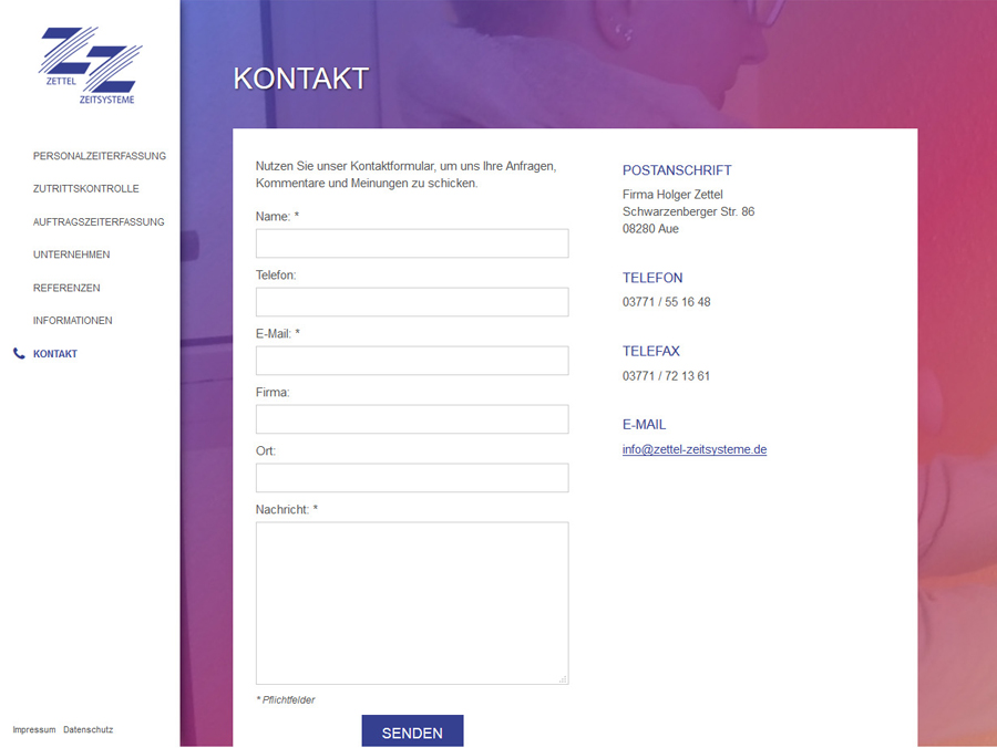Webseite Zeitsysteme