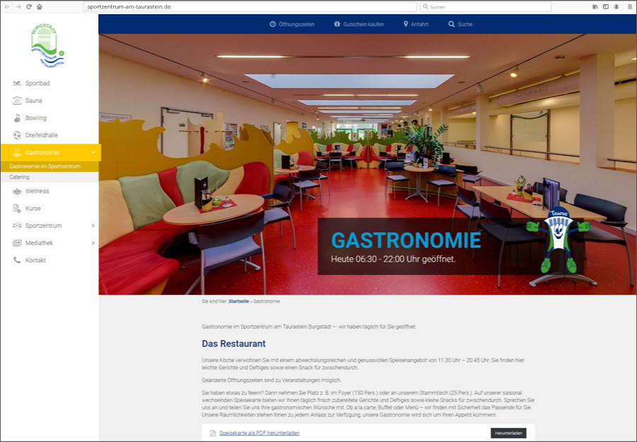 Sportzentrum Webseite