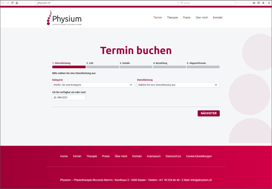 Physiotherapie Webseite