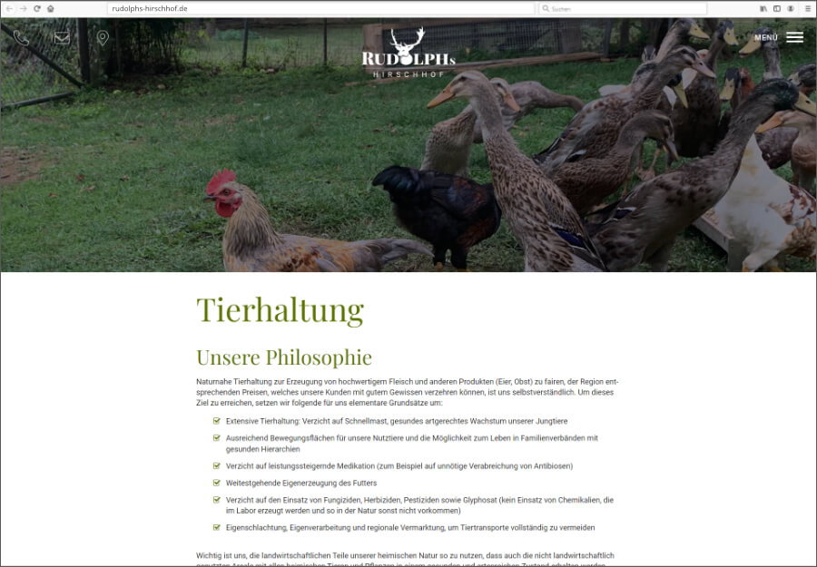 Vorschau auf die Webseite von Rudolphs Hirschhof