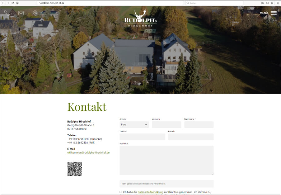 Vorschau auf die Webseite von Rudolphs Hirschhof