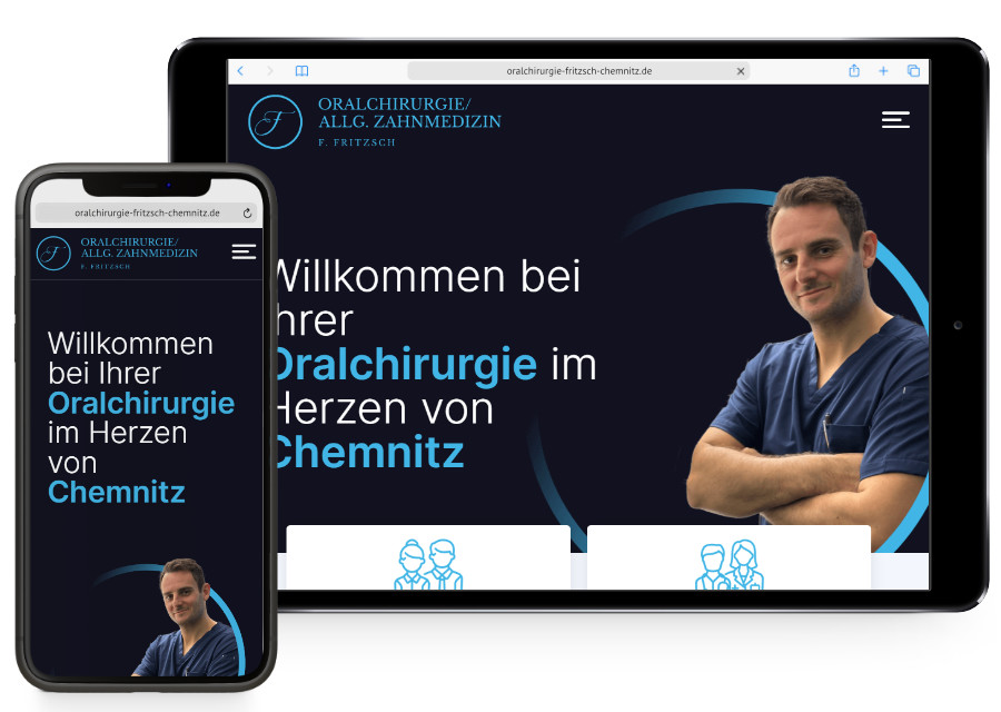 vorschau auf die Webseite von Oralchirurgie Fritzsch auf Handy und Tablet
