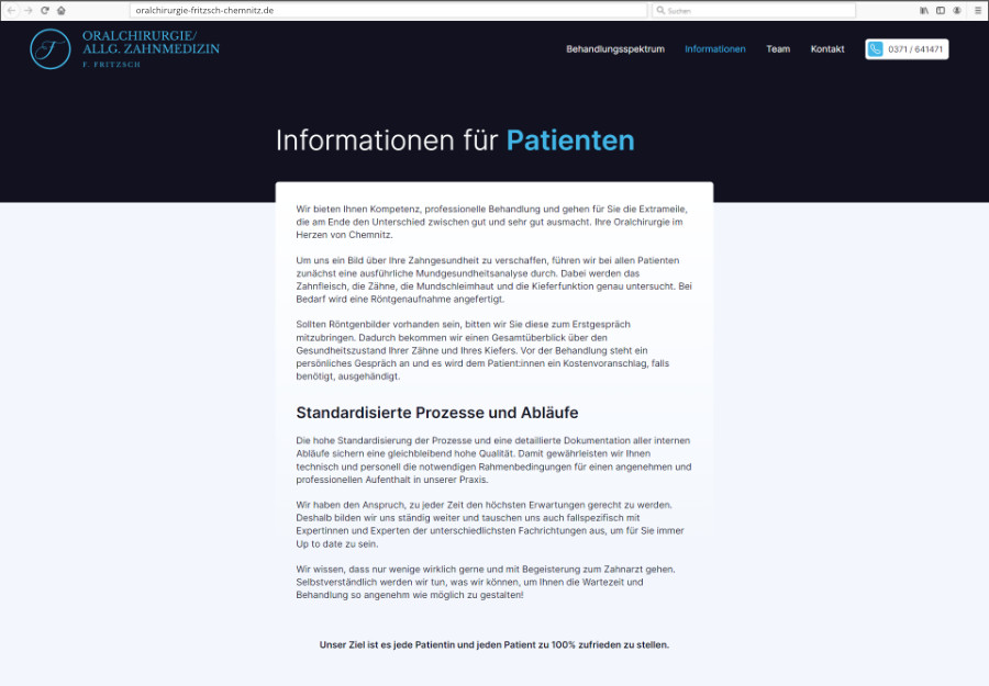 vorschau auf die Webseite von Oralchirurgie Fritzsch