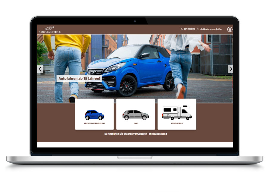 vorschau auf die Webseite von Autohaus Sommerfeld auf einem Laptop