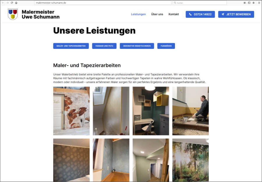 Vorschau auf die Webseite von Malermeister Schumann