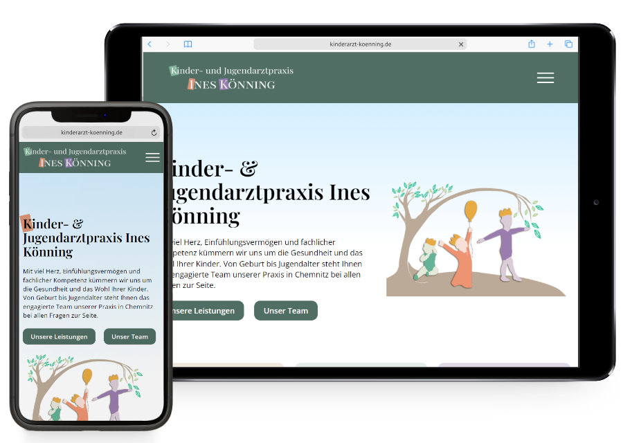 Eine Vorschau der Webseite kinderarztpraxis-koenning auf Handy und Tablet